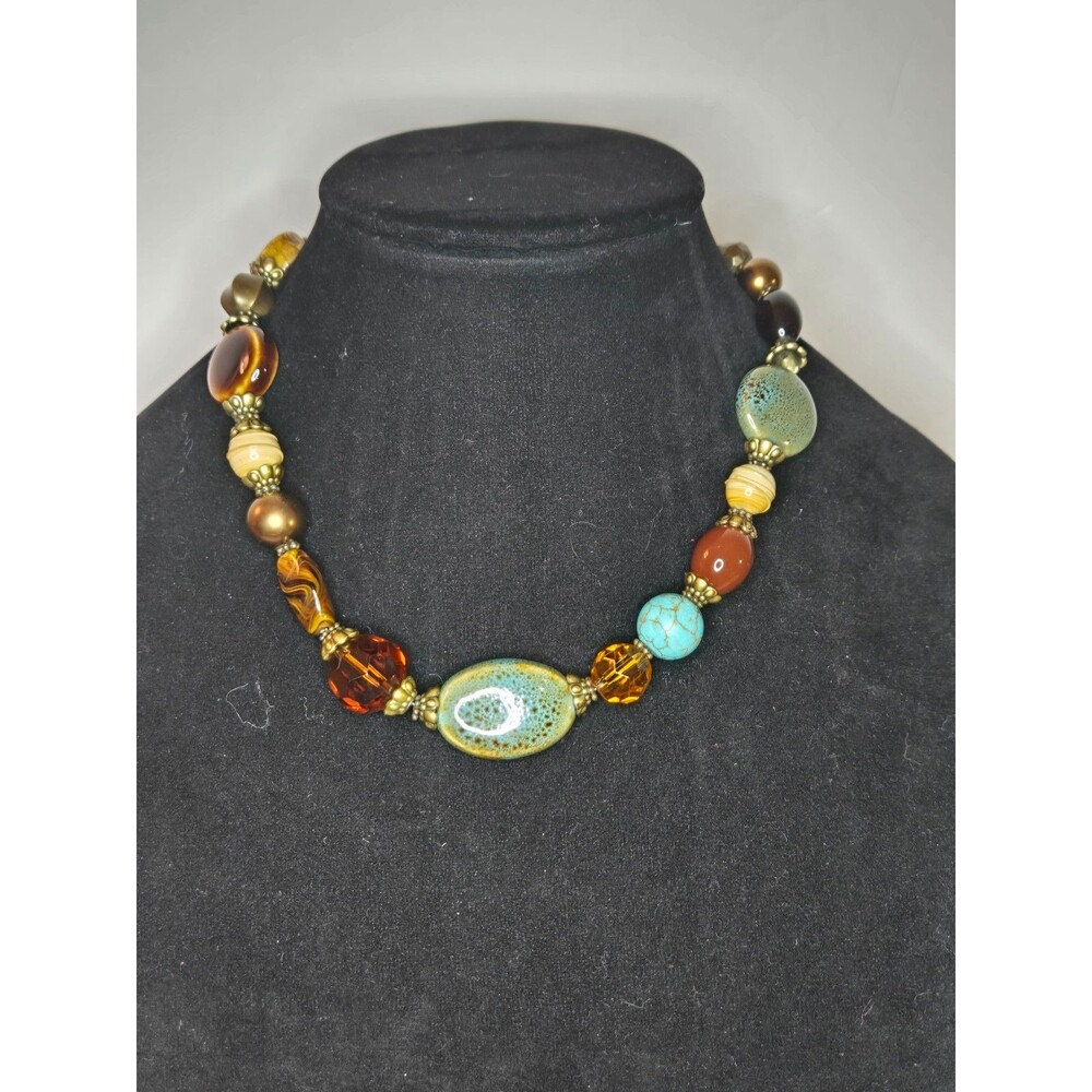 Premier Designs Beaded Necklace Ceramic Beads Adjustable Length